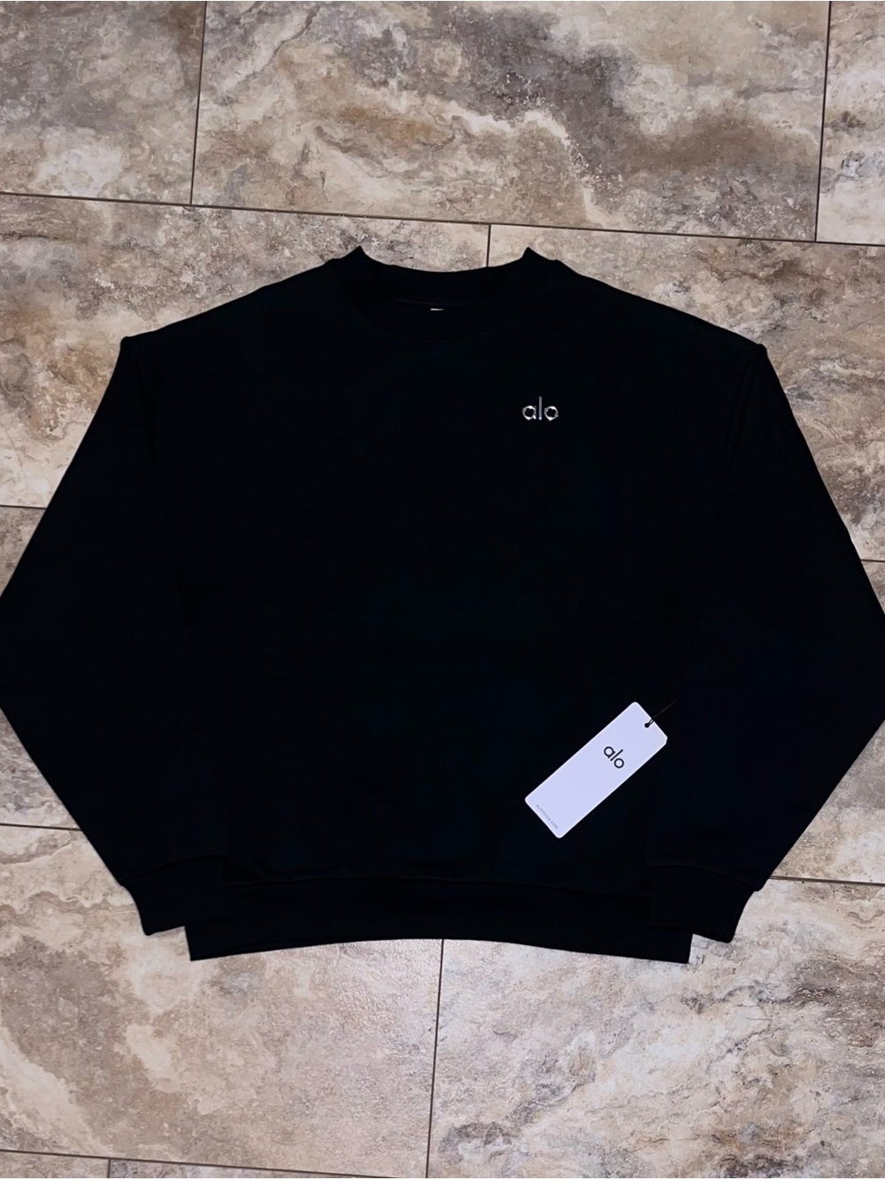 Alo Yoga Accolade Crew Neck Pullover Black Size Medium